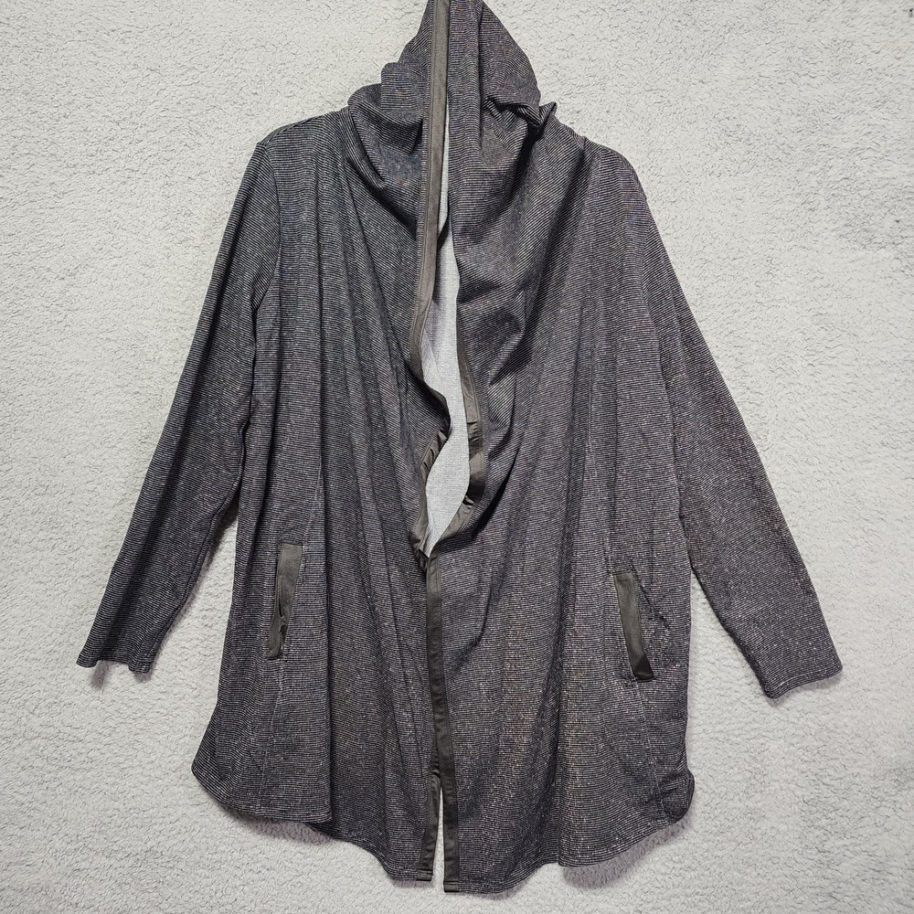 Juicy Couture‎ Hooded Shawl Poncho Pockets Black Silver Size Large Shimmer